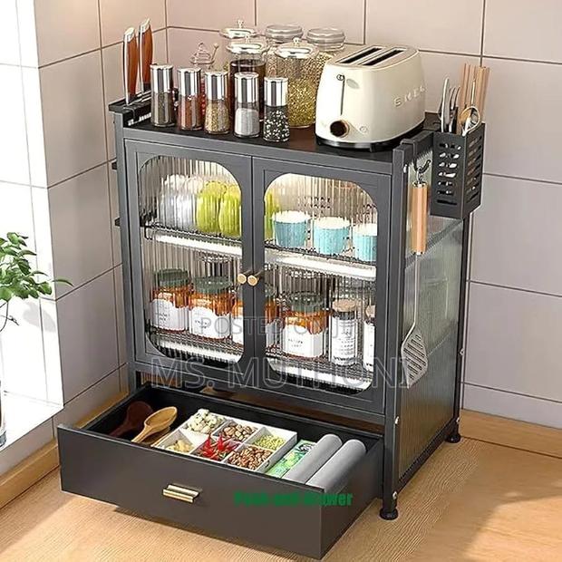 Minimalist Kitchen Countertop Dish Rack With Drawers - main view