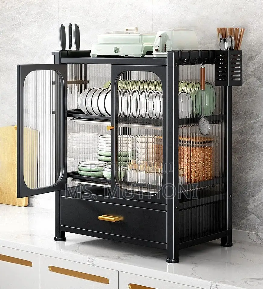Minimalist Kitchen Countertop Dish Rack With Drawers