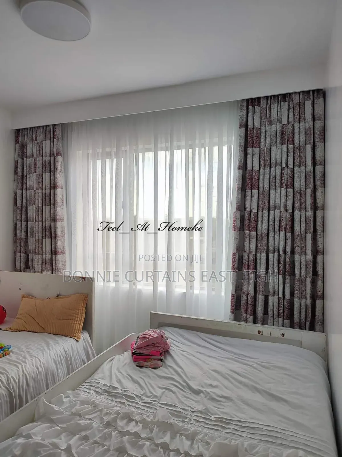 Marron Mixed With White Curtains