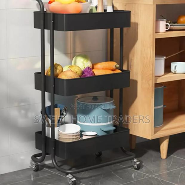 Multi-Functional Movable Trolley Storage Rack Full Metallic