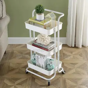 Multi-Functional Movable Trolley Storage Rack Metallic
