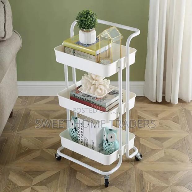 Multi-Functional Movable Trolley Storage Rack Metallic