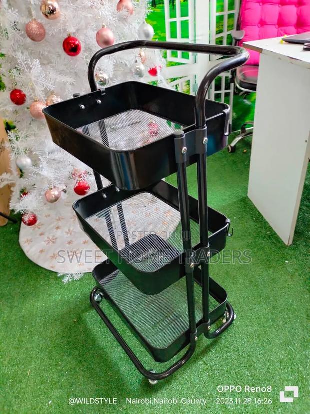 Multi-Functional Movable Trolley Storage Rack Black - main view