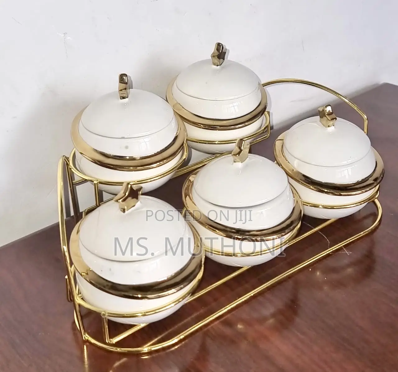 Acar JC7922 - 11pc Golden Sugar Dish Set 5 Sugar Dish