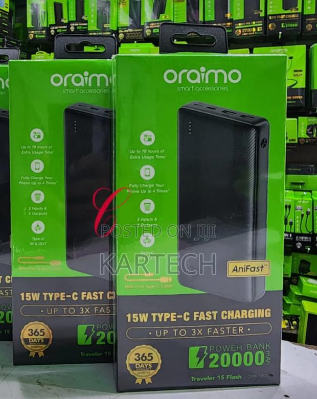 Oraimo Traveler 15 Flash 20000mah 15W Type C Power Bank