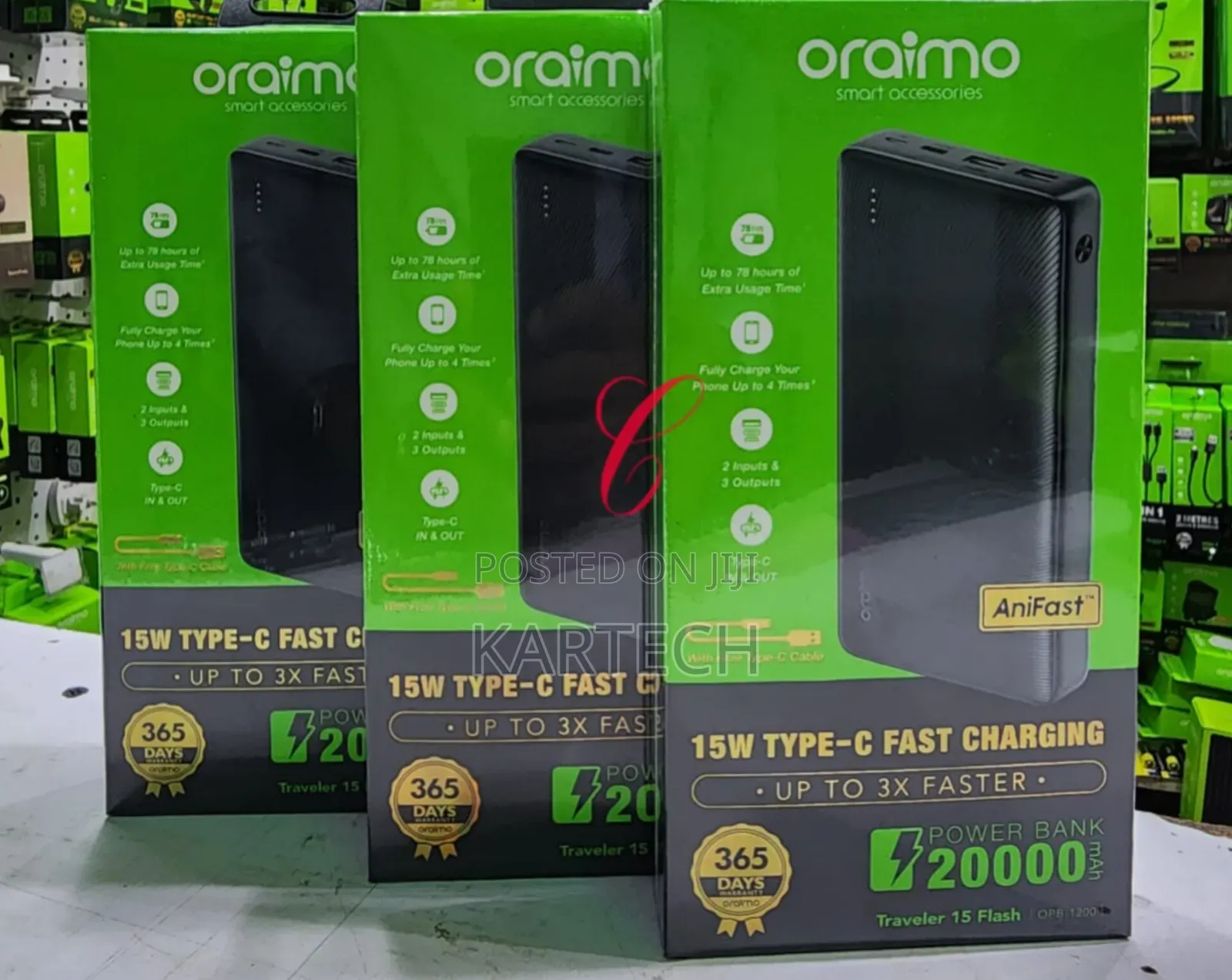 Oraimo Traveler 15 Flash 20000mah 15W Type C Power Bank