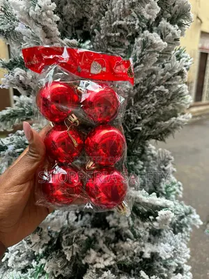 6 Pieces Shiny Red Decorative Balls