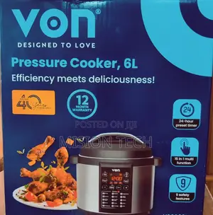 VON 6L Electric Pressure Cooker °