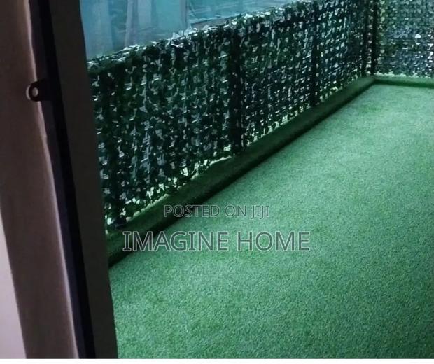 Artificial Floor Grass Carpet With Green Fence Balcony Decor