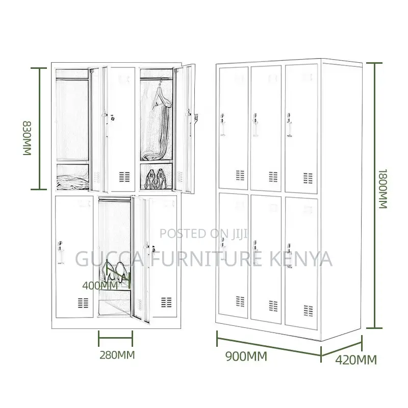 Cabinets: Office 6-Door Locker Steel Storage Cabinet