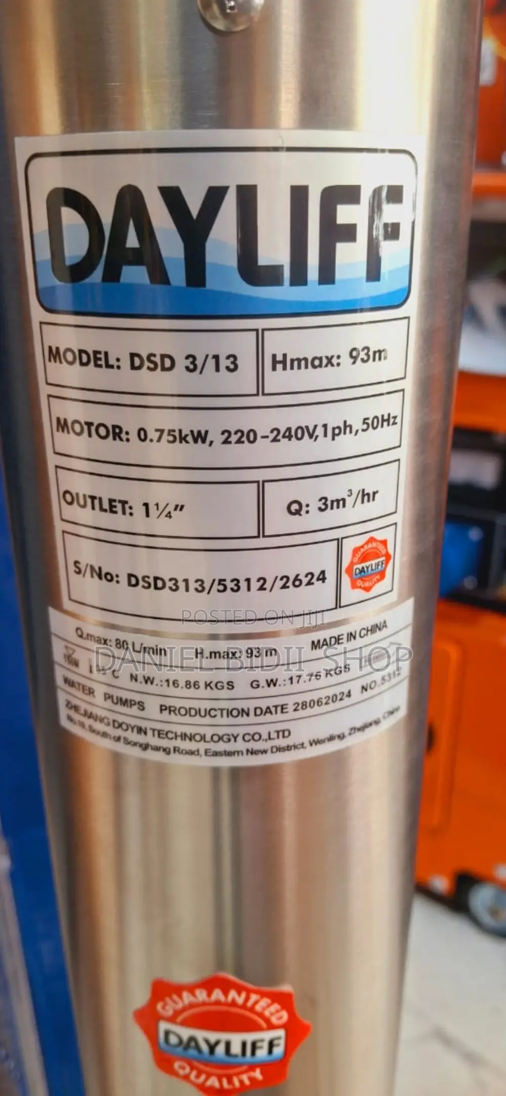 Dayliff Submersible Waterpump DSD 3/13 93m