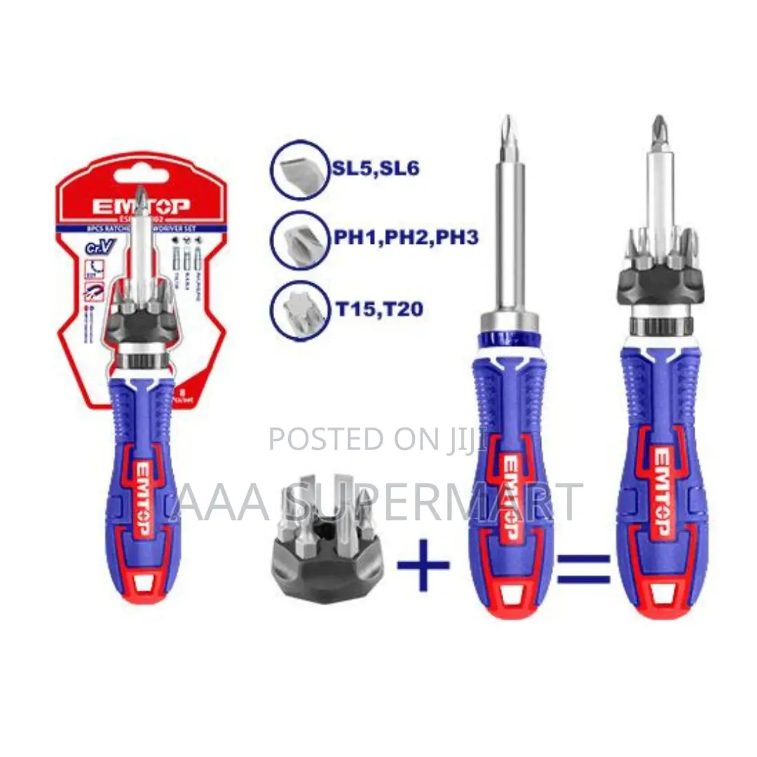Emtop 8 PCS Ratchet Screwdriver Set