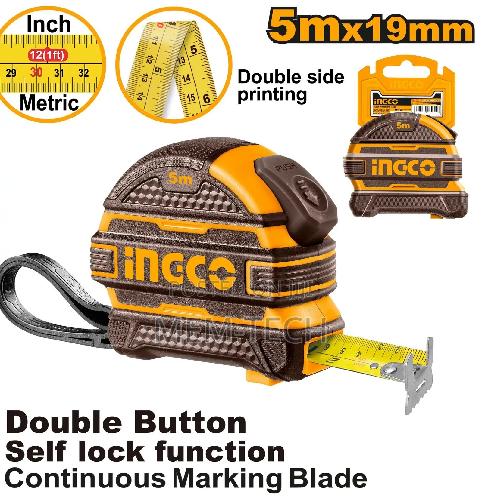 INGCO HSMT08519 Steel Measuring Tape 5mx19mm