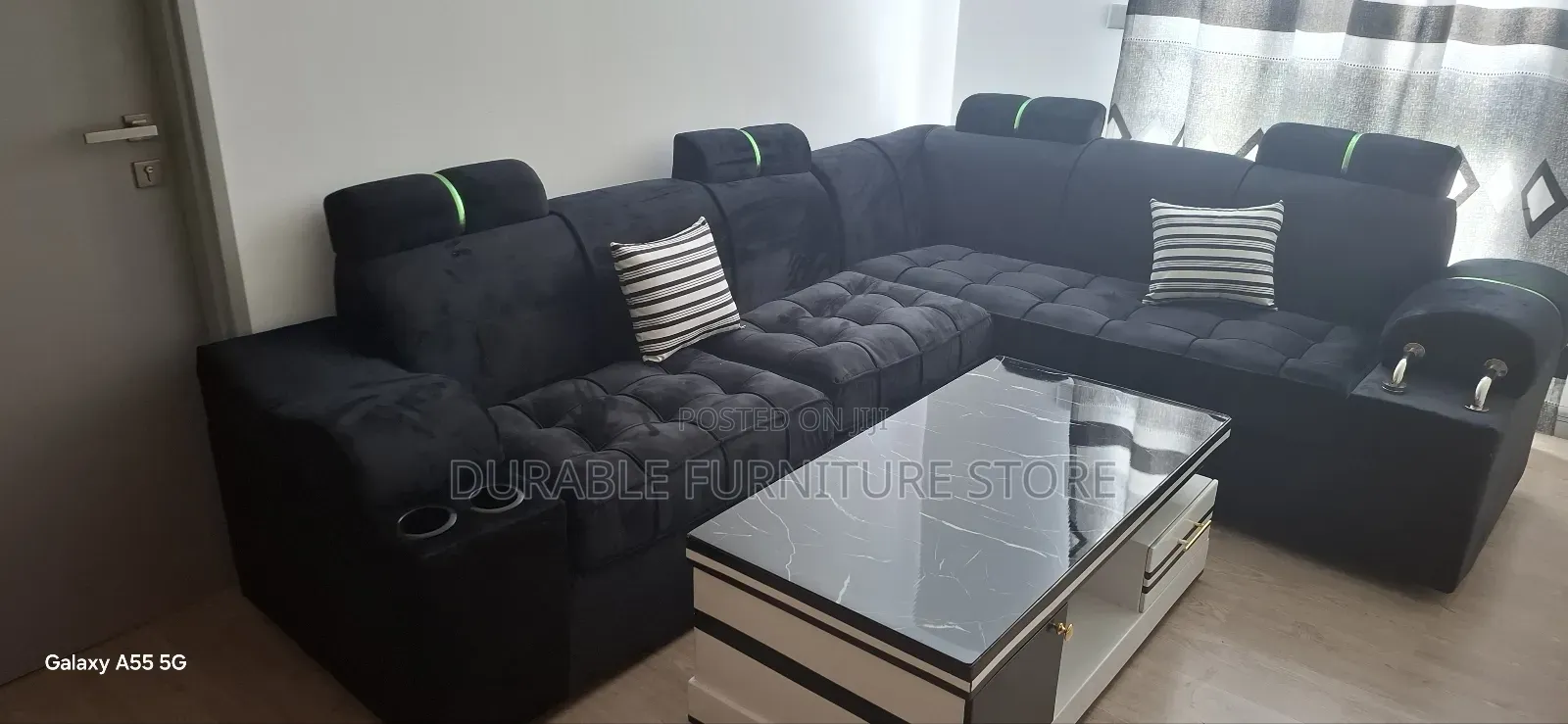 6 Seater L Shaped Black