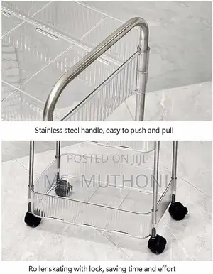 3 Tier Clear Rolling Utility Cart