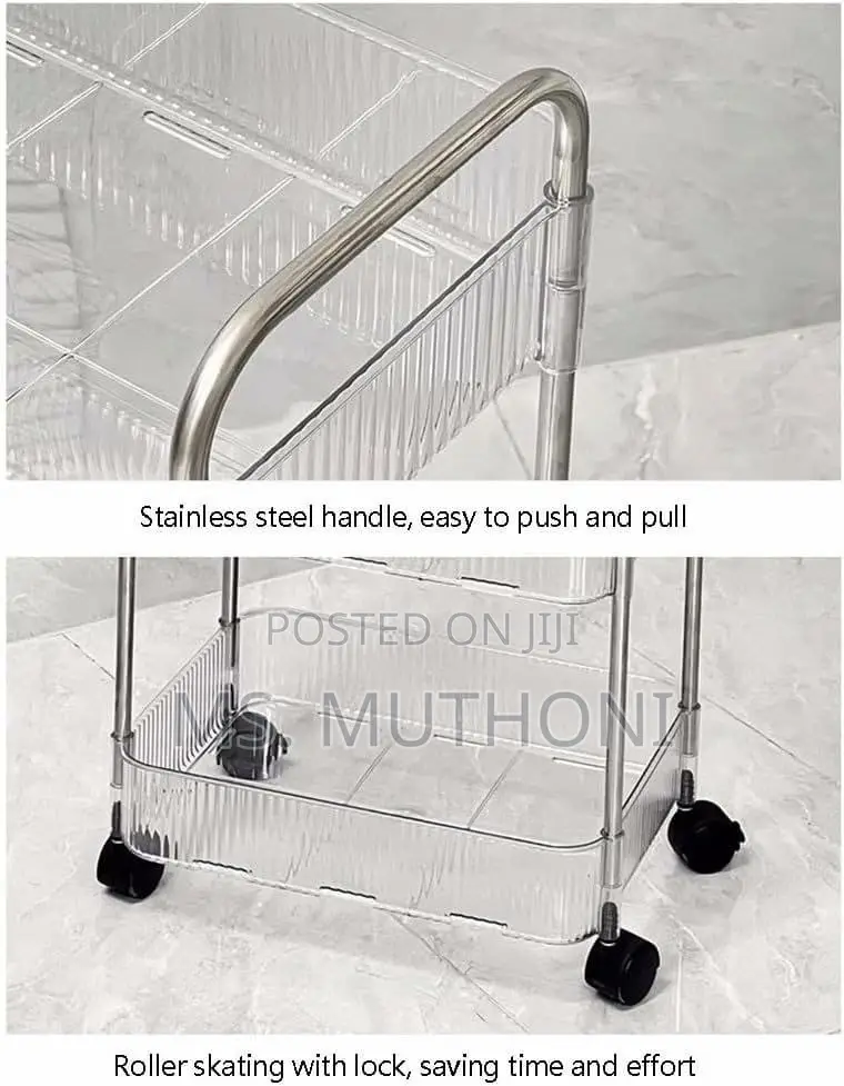 3 Tier Clear Rolling Utility Cart