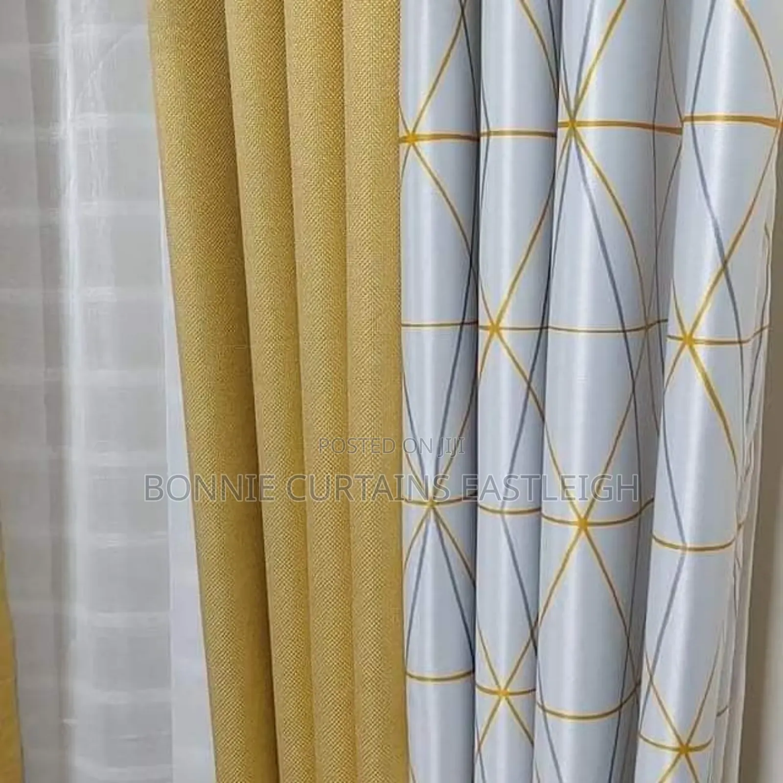 Yellow. Brown Coloured Curtains