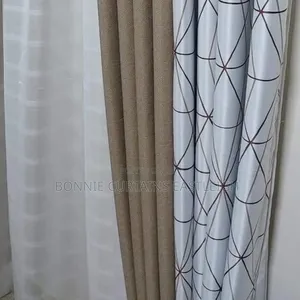 Yellow. Brown Coloured Curtains