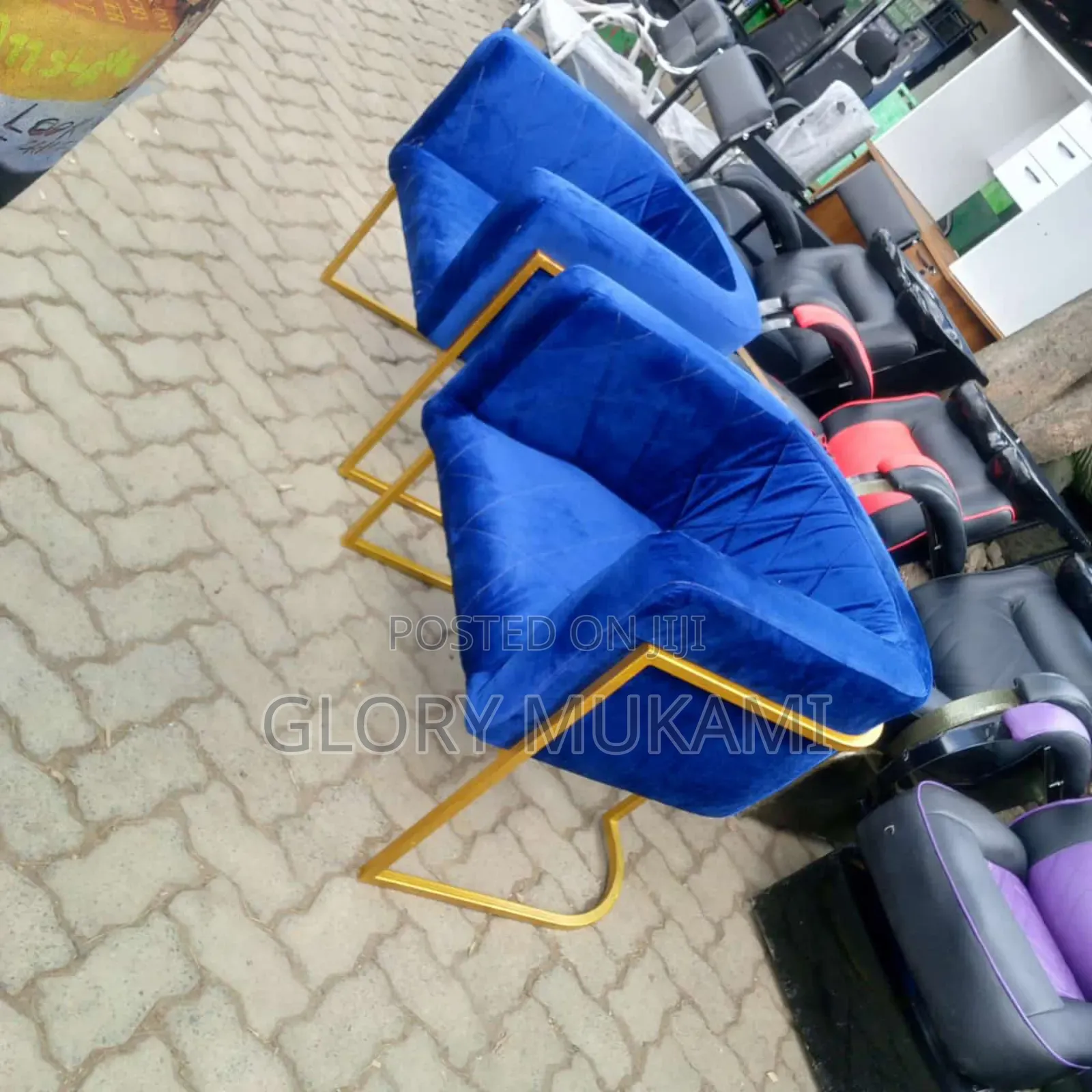 Blue Velvet Manicure Chairs