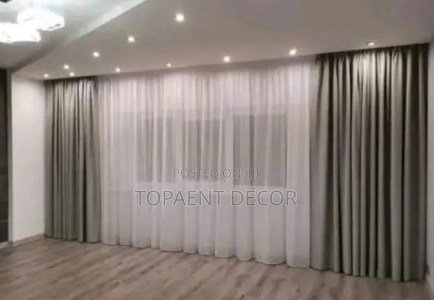 Wall to Wall Grey Window Curtains and White Sheers - main view