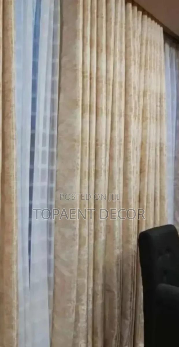 Beige Window Curtains and Bright Sheer - main view