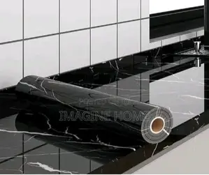 Black Marble Contact Paper, Self Adhesive