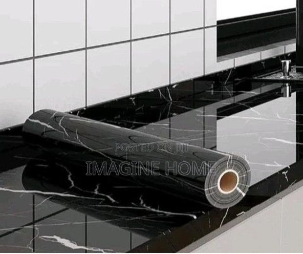 Black Marble Contact Paper, Self Adhesive
