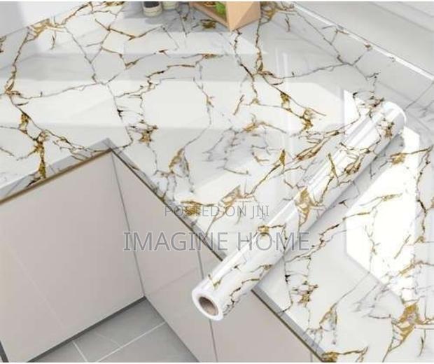 White Marble Contact Paper Unique Kitchen Decoration