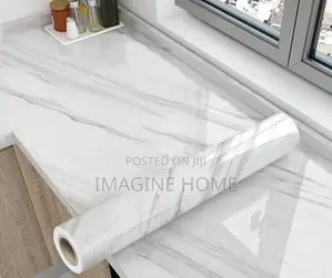 White Shade Marble Contact Paper Kitchen Cabinets Decor