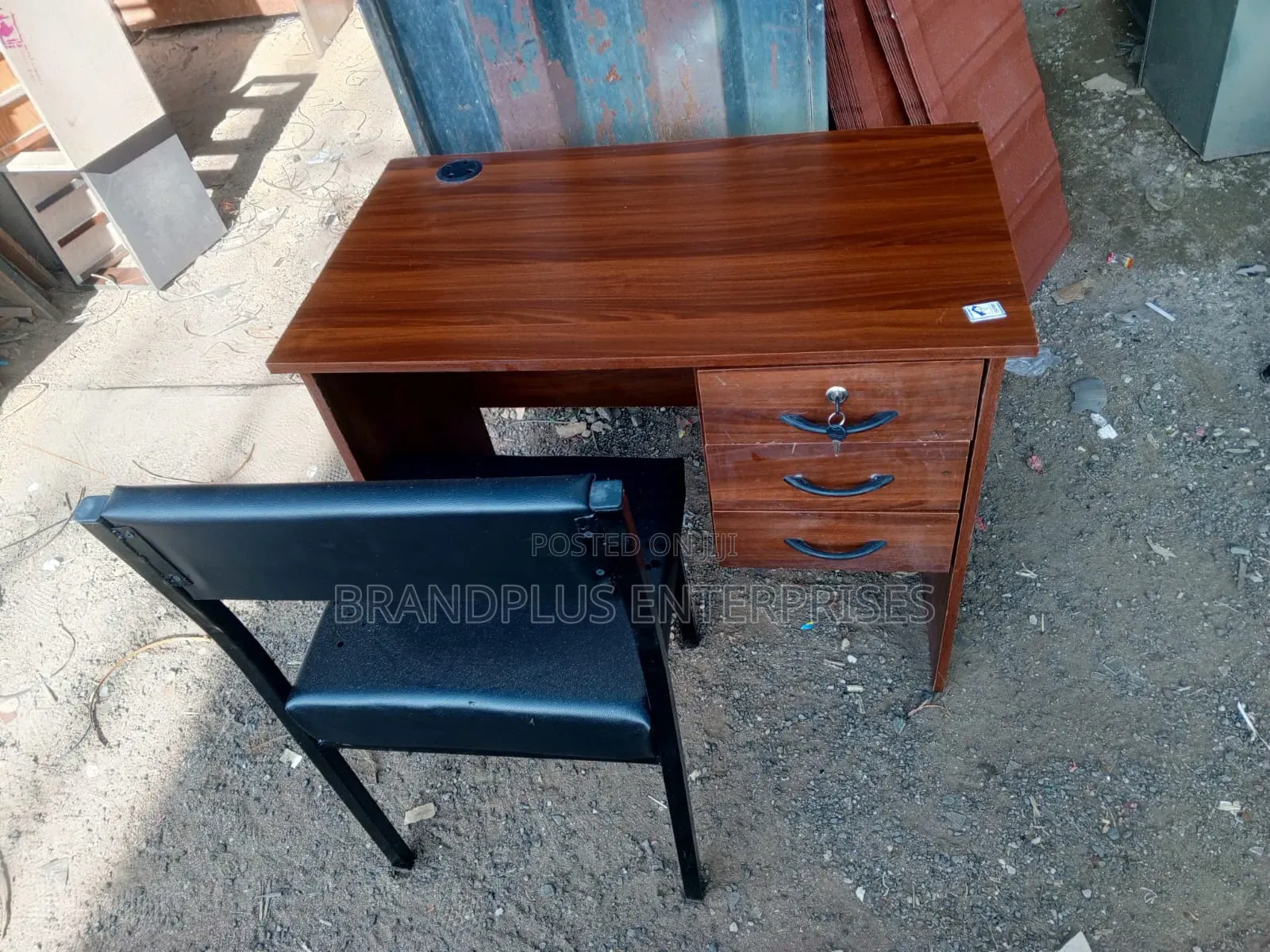 Dark Walnut Desk and Caterina Chair Combo