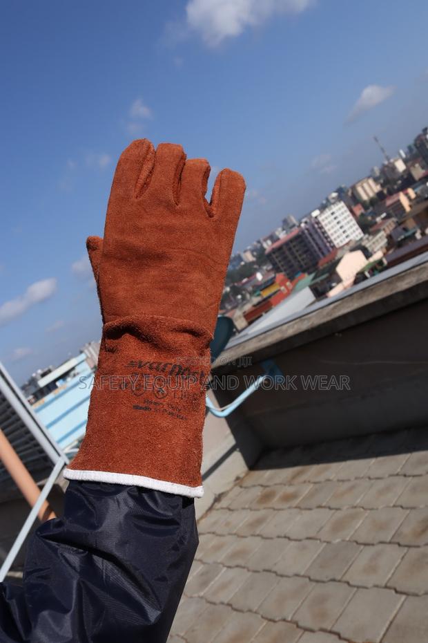 Brown Leather Long Work Gloves - main view