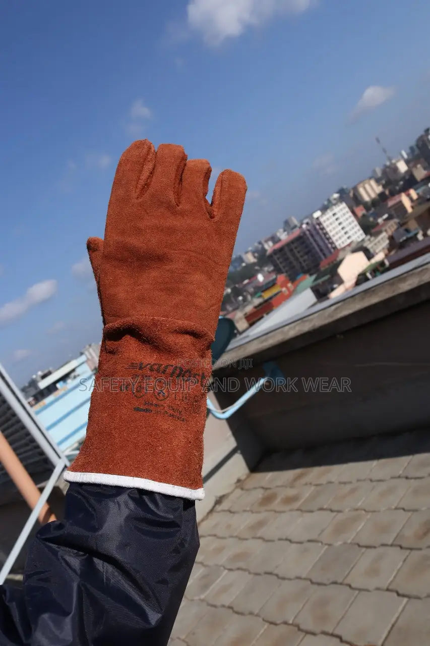 Brown Leather Long Work Gloves