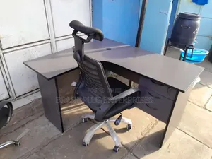 L Shaped Desk and Headrest Chair Combo