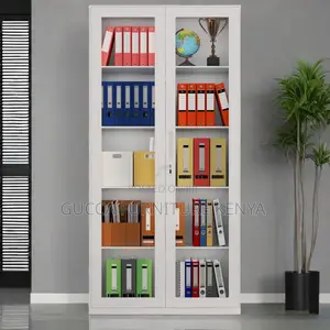 Cabinets:2 Glass Door Stylish Steel Vertical Filing Cabinet