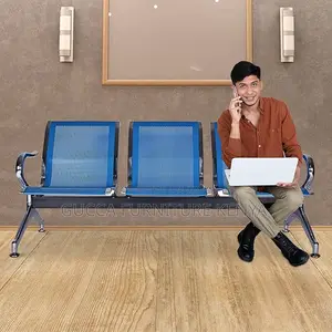Benches: Blue Steel 3-Seater Conference Room Bench
