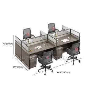 Workstation:4-Seater Office Brown Workstation
