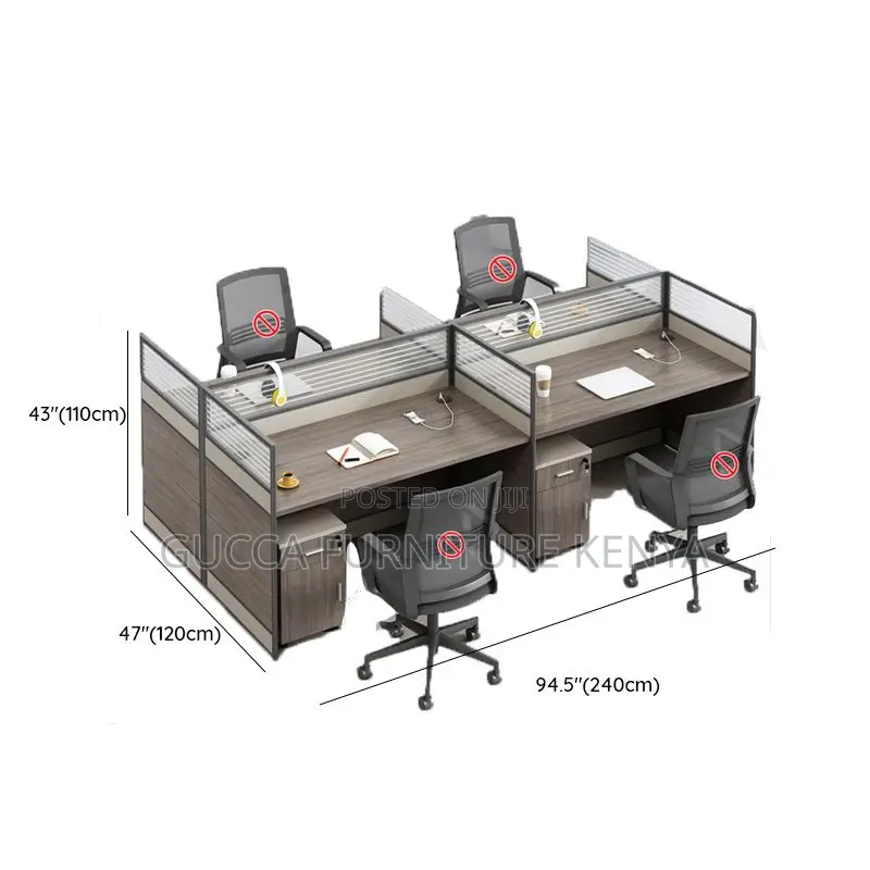 Workstation:4-Seater Office Brown Workstation