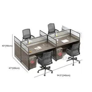 Workstation:4-Seater Office Brown Workstation