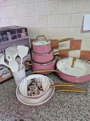 Premium Ceramic Cookware Set (Pink Set ) - main view