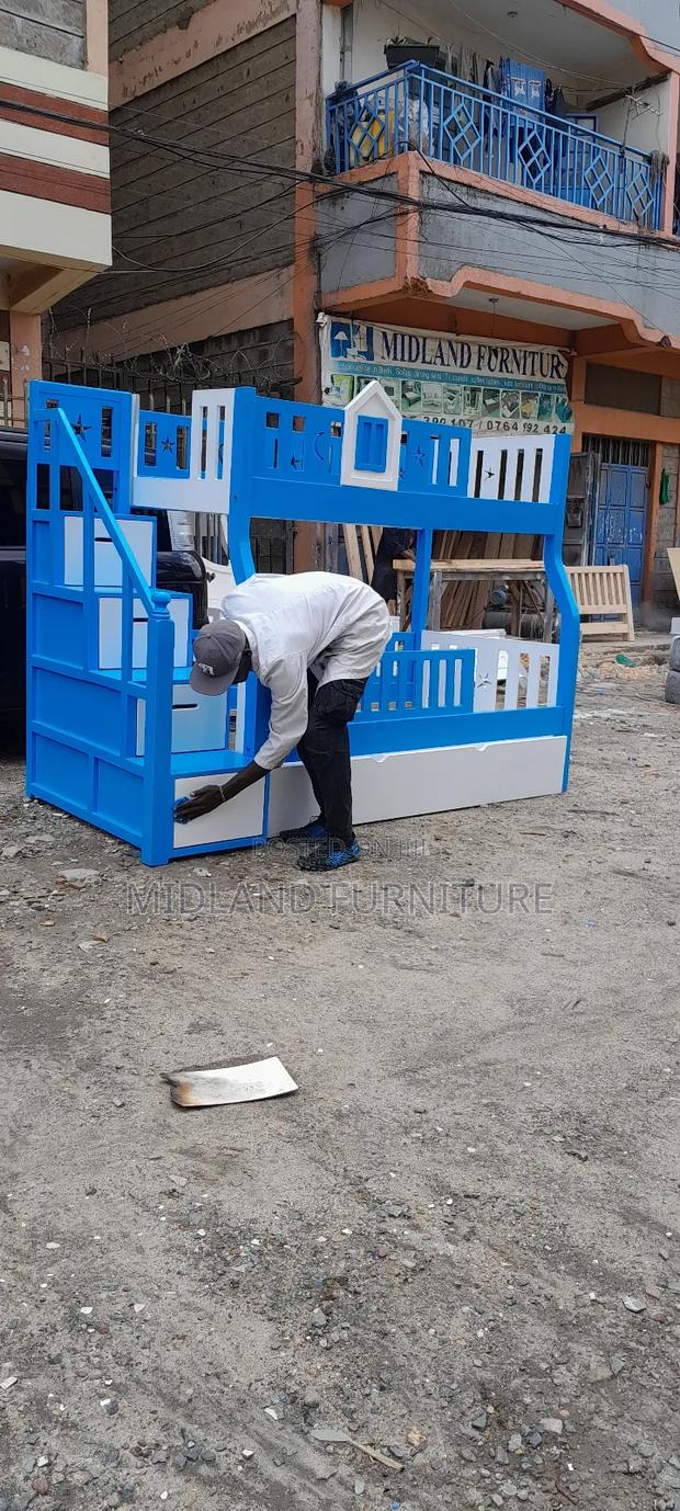 Blue and White Kids Double Decker Bed - thumbnail 2