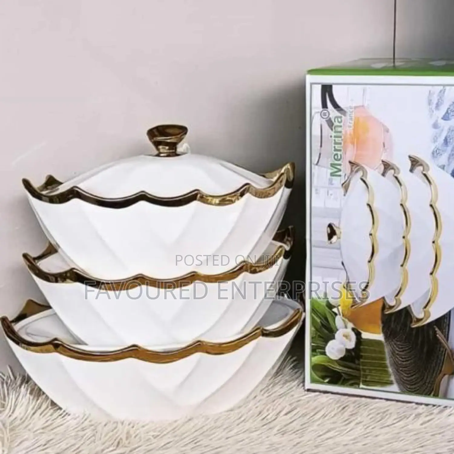 Oval Serving Pot Gold
