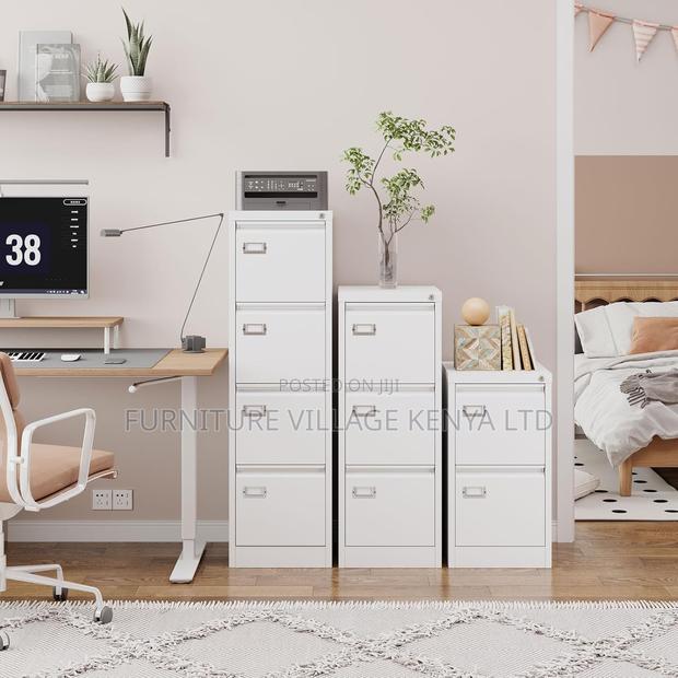 Office Cabinet: 4-Drawer White Lateral File Cabinet