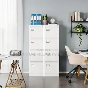 Office Cabinet: 4-Drawer White Lateral File Cabinet