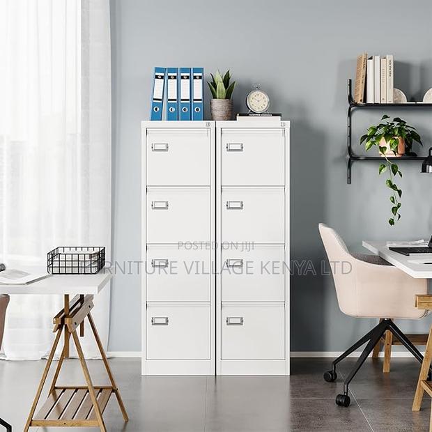 Office Cabinet: 4-Drawer White Lateral File Cabinet - thumbnail 2