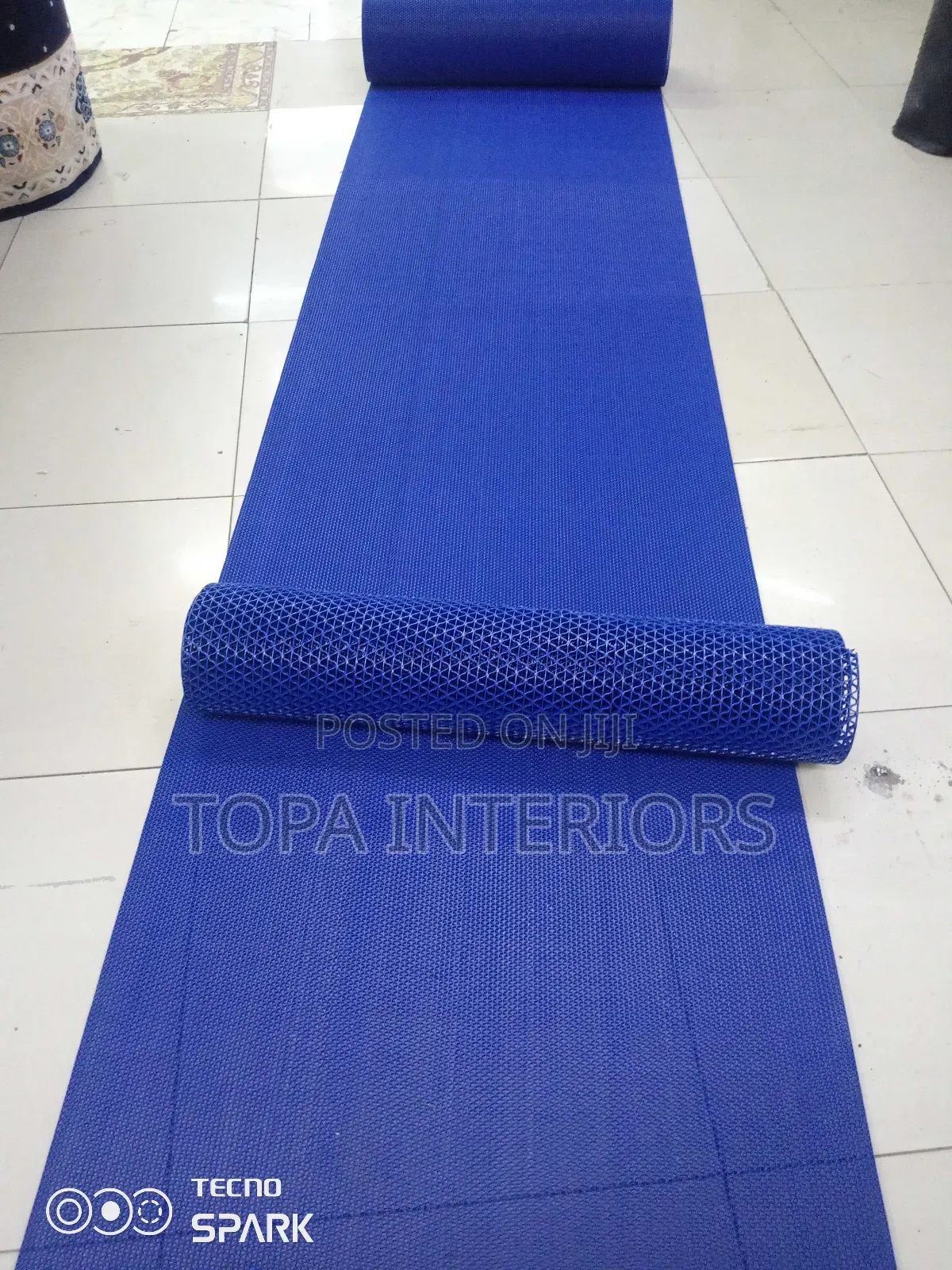 Perforated Blue PVC Antislip Rugs Water Resistant Rugs