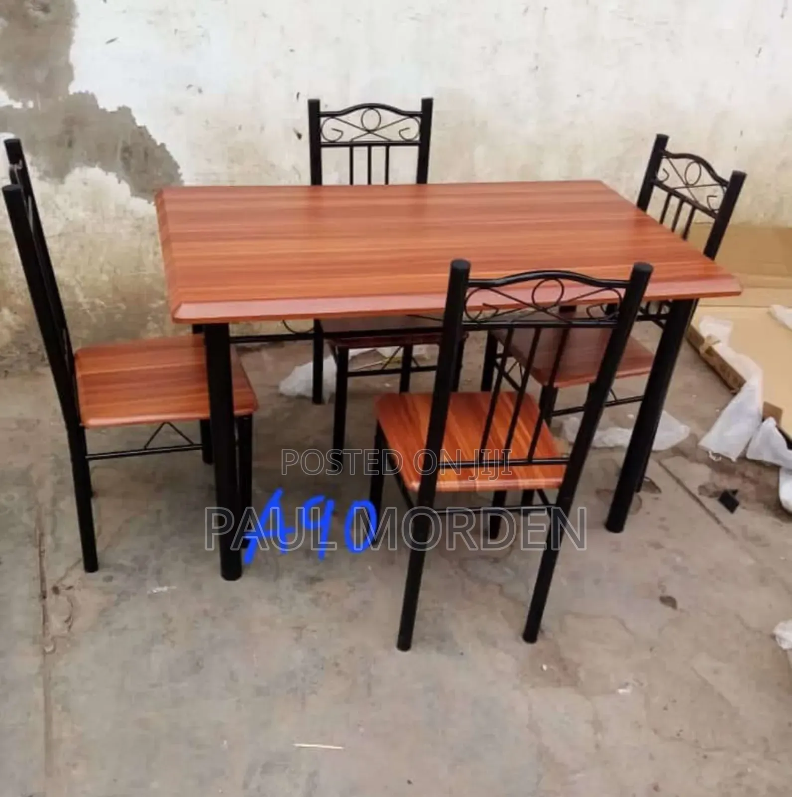 Wooden Rectangle Dining Table With Four Dining Chairs