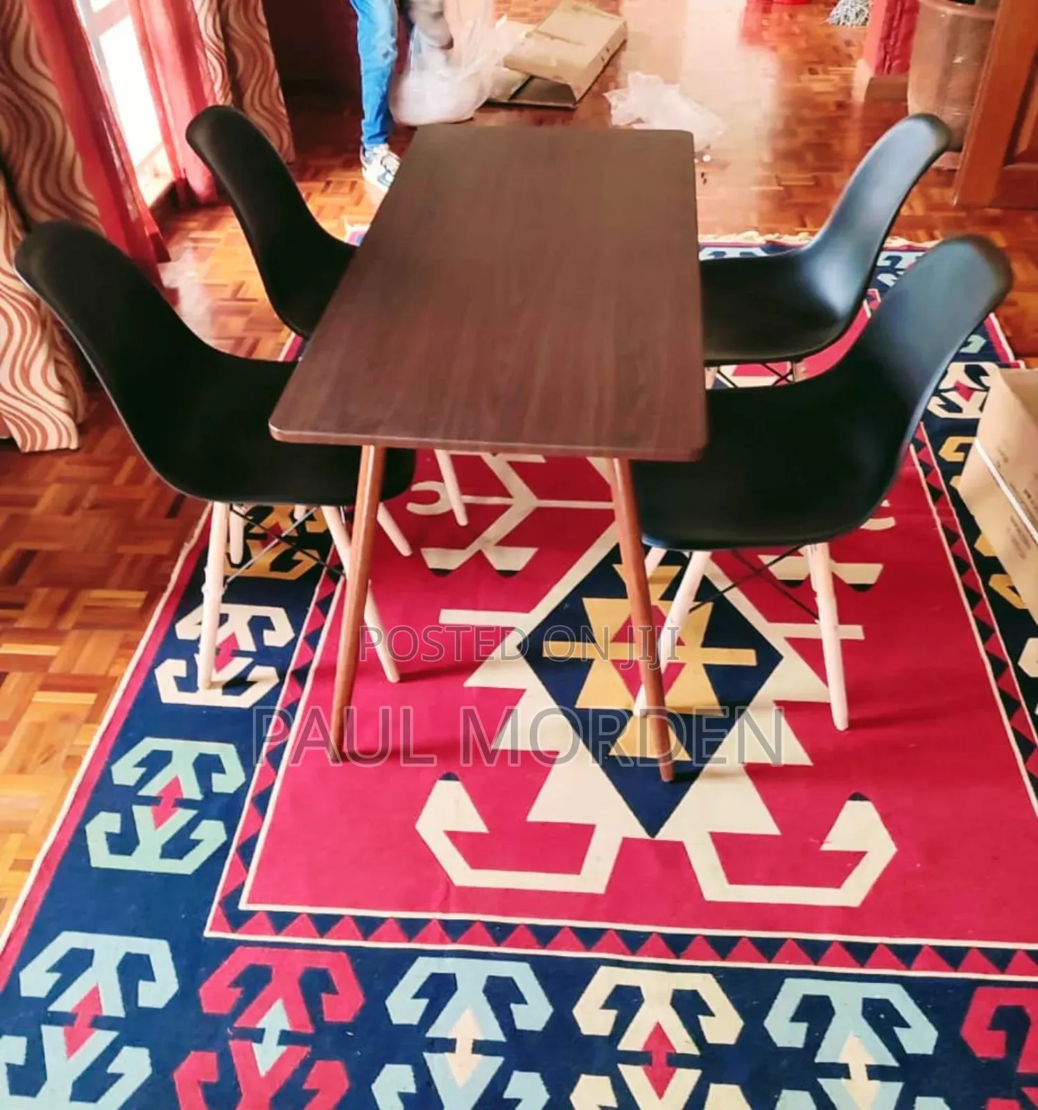 Brown Dining Table With Four Dining Chairs