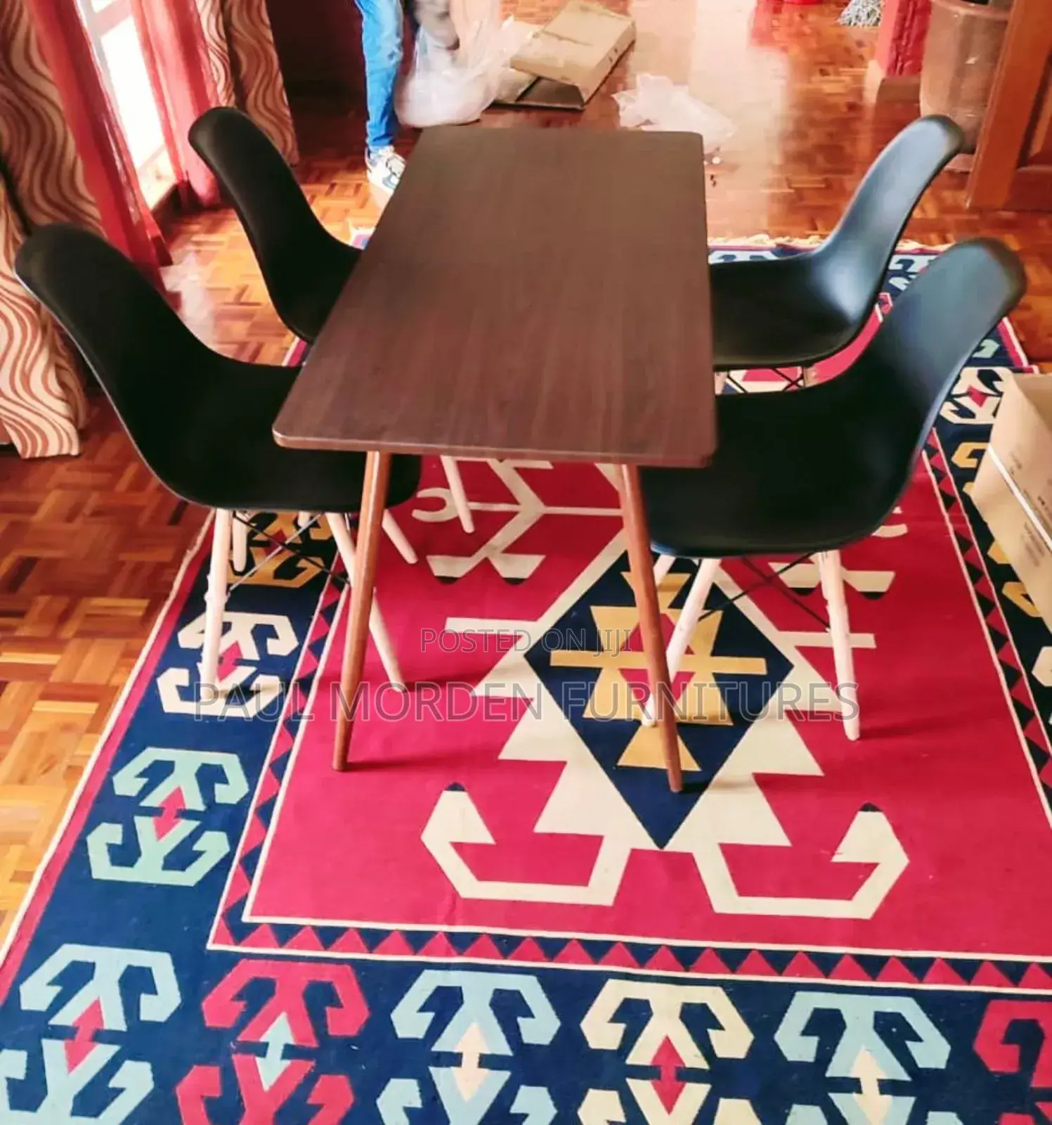 Brown Dining Table With Four Dining Chairs