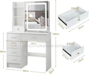 Dressers: Lighted Modern Makeup Vanity Table Set