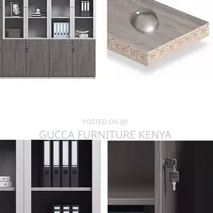 Cabinets:3-Door Modern Grey Wood Office Storage Cabinet